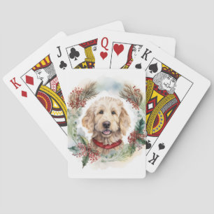 Jeu De Cartes Goldendoodle Christmas Wreath Festive Pup