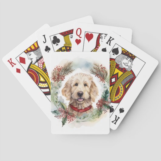 Jeu De Cartes Goldendoodle Christmas Wreath Festive Pup (dos)