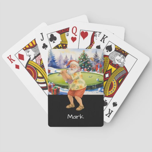 Jeu De Cartes Golfer Santa is golfing wears Hawaii Shirt (dos)