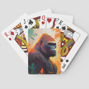 Jeu De Cartes Gorilla Ape Animal Portrait Peinture Faune Libre
