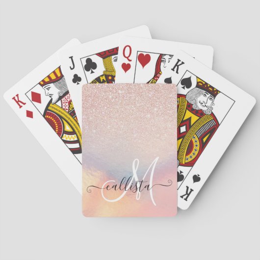 Jeu De Cartes Gradient holographique de Rose Gold Glitter Irides (dos)