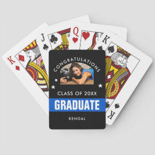 Jeu De Cartes Graduation noir et bleu personnalisée