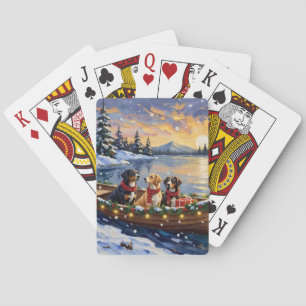 Jeu De Cartes Grand chien de montagne suisse Noël Bateau Fêtes