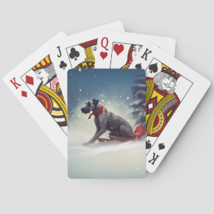 Jeu De Cartes Grand Dane Noël hiver neige