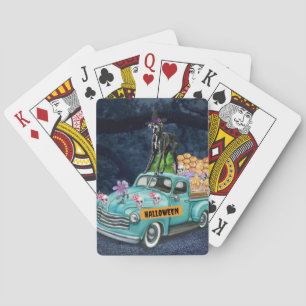 Jeu De Cartes Grand Danois Chien Halloween Camion Nuit Effrayant
