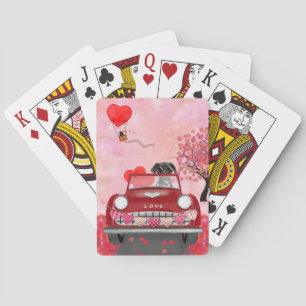Jeu De Cartes Grand Danois Chien Voiture avec coeurs Saint-Valen