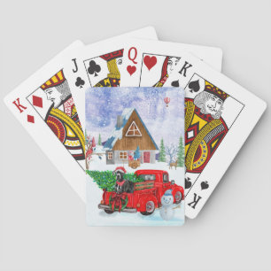 Jeu De Cartes Grand Danois dans un camion de livraison de Noël s