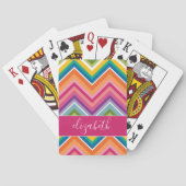 Jeu De Cartes Grand Motif coloré Chevron avec nom (dos)