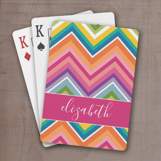 Jeu De Cartes Grand Motif coloré Chevron avec nom