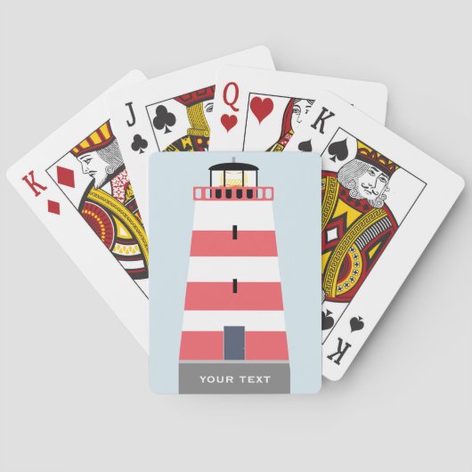 Jeu De Cartes Grand phare rouge et blanc Personnalisé (dos)