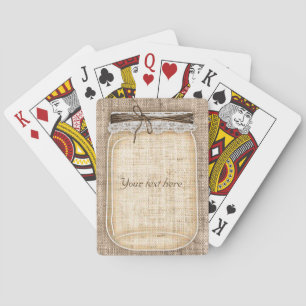 Jeu De Cartes Grand pot Mason avec Burlap & Lace Rustique Person