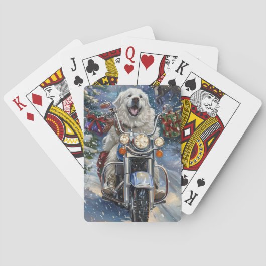Jeu De Cartes Grand Pyrénées Chien équitation Moto Noël (dos)