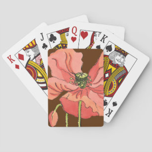 Jeu De Cartes Grande Fleur rose avec Arrière - plan rouge profon