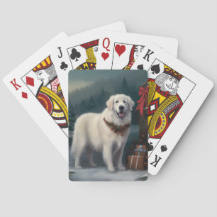 Jeu De Cartes Grande Pyrénées Chien dans la neige de Noël