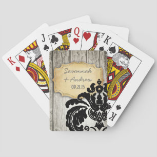 Jeu De Cartes Grange romantique Bois Vintage or noir Damas