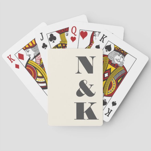 Jeu De Cartes Gras Moderne Monogramme Initiales Mariage de crème (dos)
