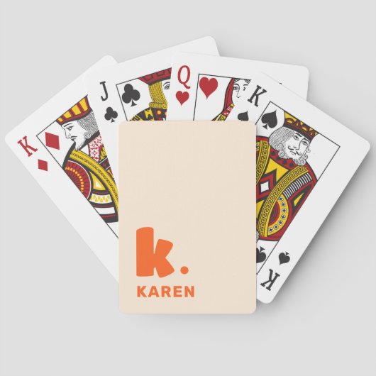 Jeu De Cartes Gras monogramme initial et nom orange (dos)