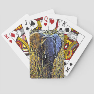 Jeu De Cartes Grassland Wild Safari Animal Art Eléphant africain