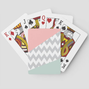 Jeu De Cartes Gray Chevron Mint et Coral