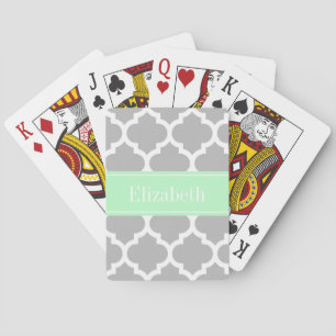 Jeu De Cartes Gray White Moroccan #5 Mint Name Monogram