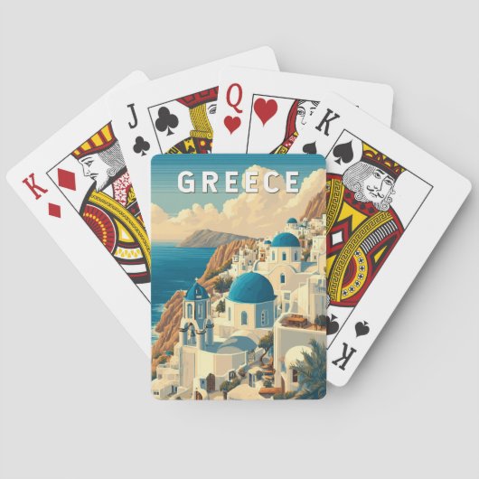 Jeu De Cartes Grèce Illustration Voyage Art Vintage (dos)