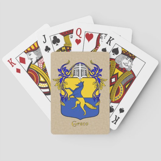 Jeu De Cartes Greco Bouclier héraldique et manteau (dos)