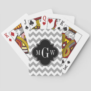 Jeu De Cartes Grey What Chevron Black Quatrefoil 3 Monogramme