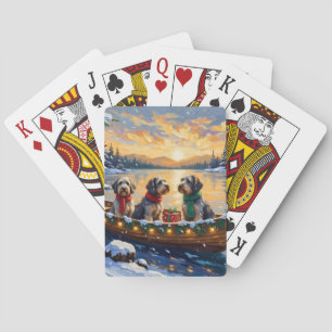 Jeu De Cartes Griffon d'arrêt à poil dur Noël Bateau Fêtes