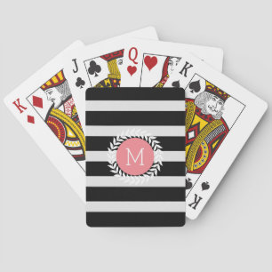 Jeu De Cartes Grilles noires et blanches monogrammes et couronne