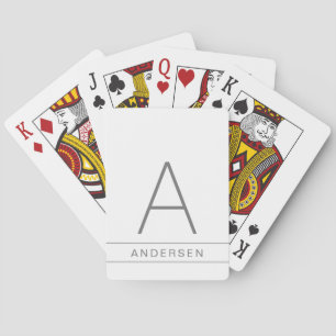 Jeu De Cartes Gris blanc moderne Monogramme initial