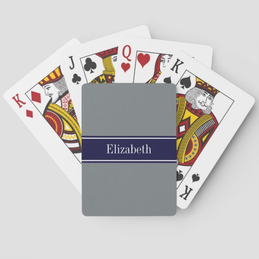 Jeu De Cartes Gris de charbon solide Marine Nom du ruban bleu Mo (dos)