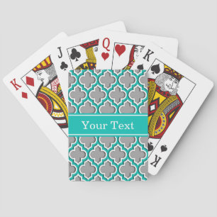 Jeu De Cartes Gris foncé sarcelle blanc marocain #5DS Nom Mon