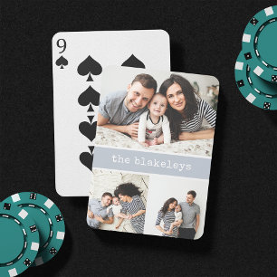 Jeu De Cartes Gris Nom de famille personnalisé 3 Collage photo