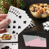 Jeu De Cartes Gris Zigzag, Gris Chevron, Motif Zigzag, Rose (In Situ)