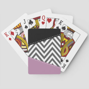 Jeu De Cartes Gris Zigzag, Gris Chevron, Motif Zigzag, Violet
