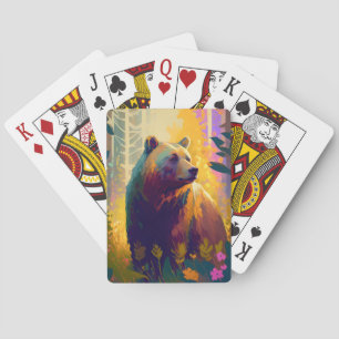 Jeu De Cartes Grizzly Oear Animal Portrait Peinture Faune Art