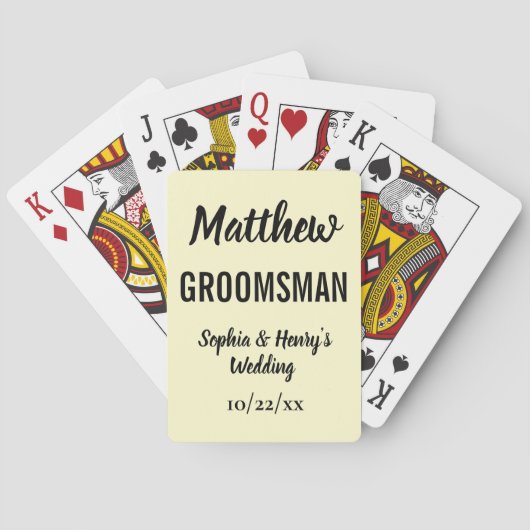 Jeu De Cartes Groomsman Cadeau Moderne Typographie Mariage (dos)