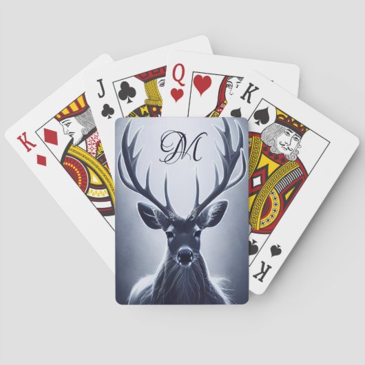 Jeu De Cartes Gros cerf de stade Antler avec Monogramme (dos)