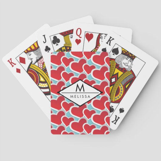 Jeu De Cartes Gros Coeurs rouges Répéter Motif mou (dos)