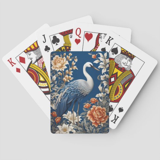 Jeu De Cartes Grue Bleue Élégante William Morris Inspiré (dos)
