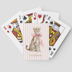 Jeu De Cartes Guépard avec nœud rose et rayures