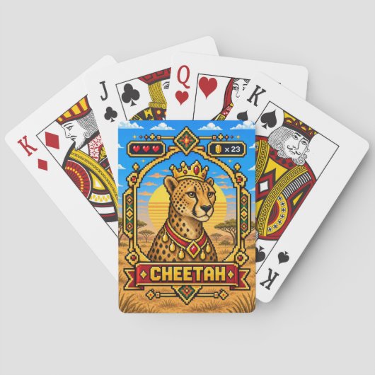 Jeu De Cartes Guépard Rétro Pixel Art 8-Bit (dos)
