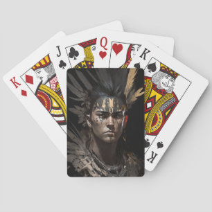 Jeu De Cartes Guerrier Indien Portrait Imaginaire Peinture Dark 