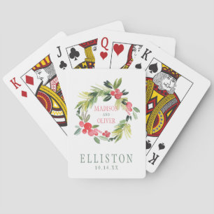 Jeu De Cartes Guirlande florale d'aquarelle d'hiver épousant