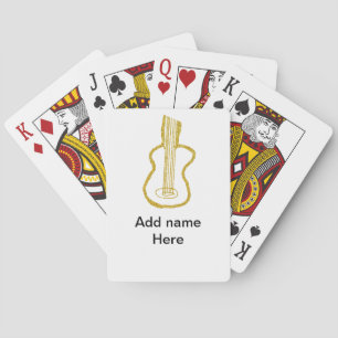 Jeu De Cartes Guitare acoustique paillettes dorées ajouter nom d