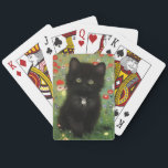 Jeu De Cartes Gustav Klimt Kitten<br><div class="desc">Jouer aux cartes avec un chaton Gustav Klimt! Ce chaton noir porte un collier d'argent et s'assoit dans un champ de fleurs rouges,  bleues,  blanches et jaunes. Un cadeau merveilleux pour les amateurs d'art amoureux des chats et autrichiens !</div>