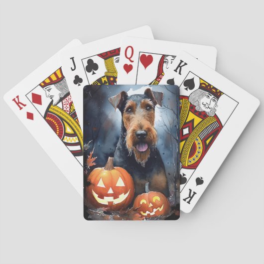 Jeu De Cartes Halloween Airedale Avec Peur Citrouille (dos)