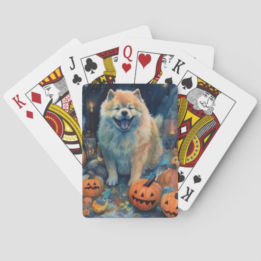 Jeu De Cartes Halloween Chow Chow Avec La Peur Citrouille (dos)