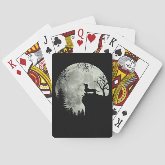 Jeu De Cartes Halloween Dachshund Et Lune (dos)