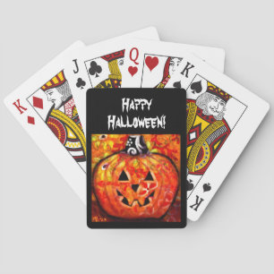 Jeu De Cartes Halloween lunaire Jack-O-Lantern Abstrait Orange